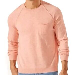 Tommy Bahama Men's Long Sleeve Crew Neck Sweater Salmon Peach Casual Pullover
